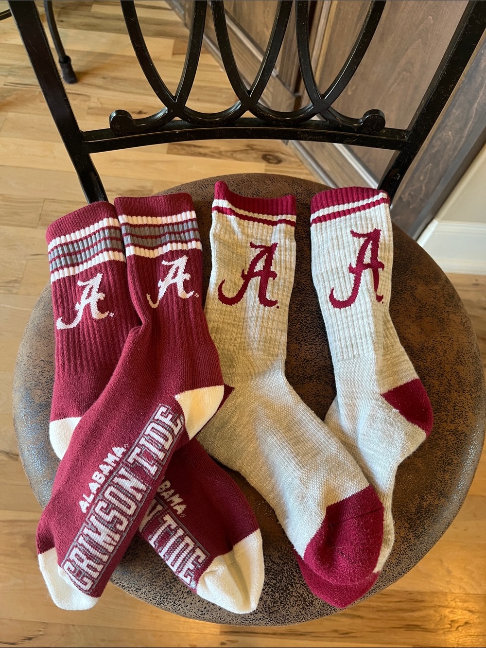 Alabama Crimson Tide Red and Gray Comfy Crew Socks